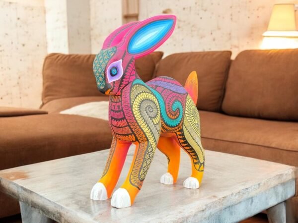 Hare Statue Mexican Folk Art Alebrije Sculpture, Wooden Bunny  Decoration Figurine, Made Of Wood Carved By Hand Rabbit ASK FOR CUSTOMIZE