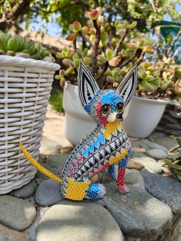 Dog statue Folk Art Alebrije Sculpture, Wooden Chihuahua  Mexican Decoration Figure, Made Of Wood And Carved By Hand ASK FOR CUSTOMIZE - Image 2