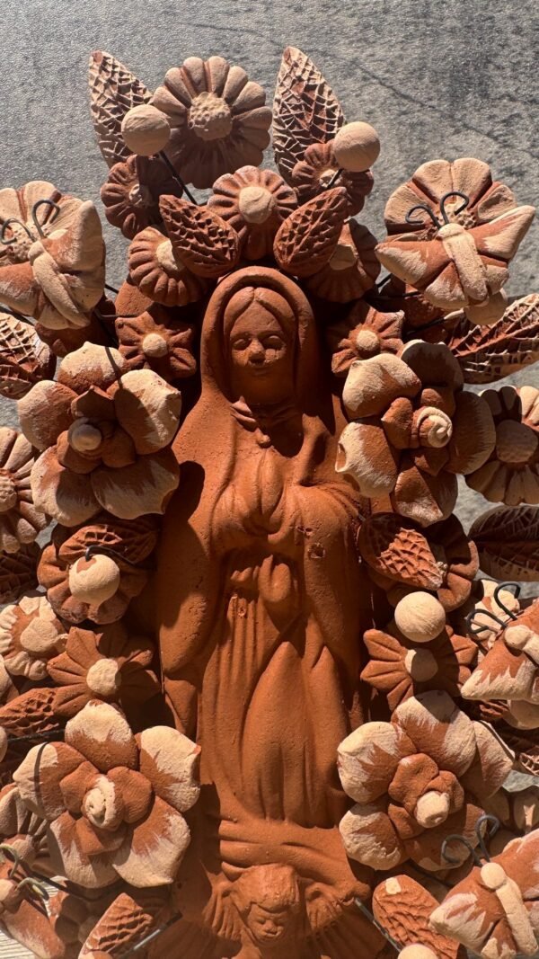 Virgin Mary Handmade Clay Piece, Virgen de Guadalupe  Mexican Decoration, Mary Virgin Sculpture, Metepec Estado de México Virgencita - Image 2