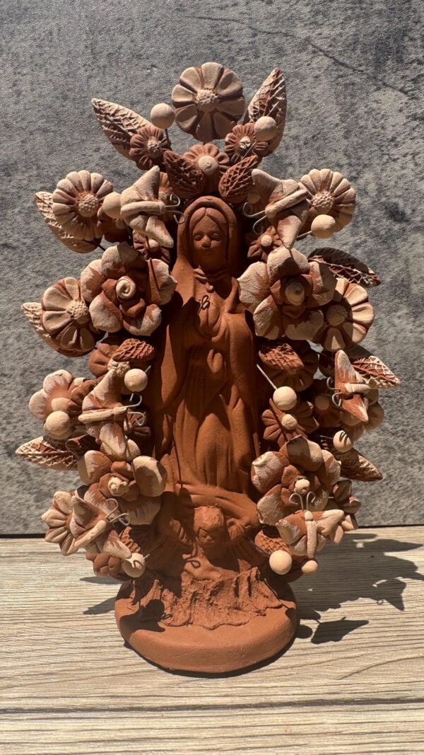 Virgin Mary Handmade Clay Piece, Virgen de Guadalupe  Mexican Decoration, Mary Virgin Sculpture, Metepec Estado de México Virgencita - Image 2