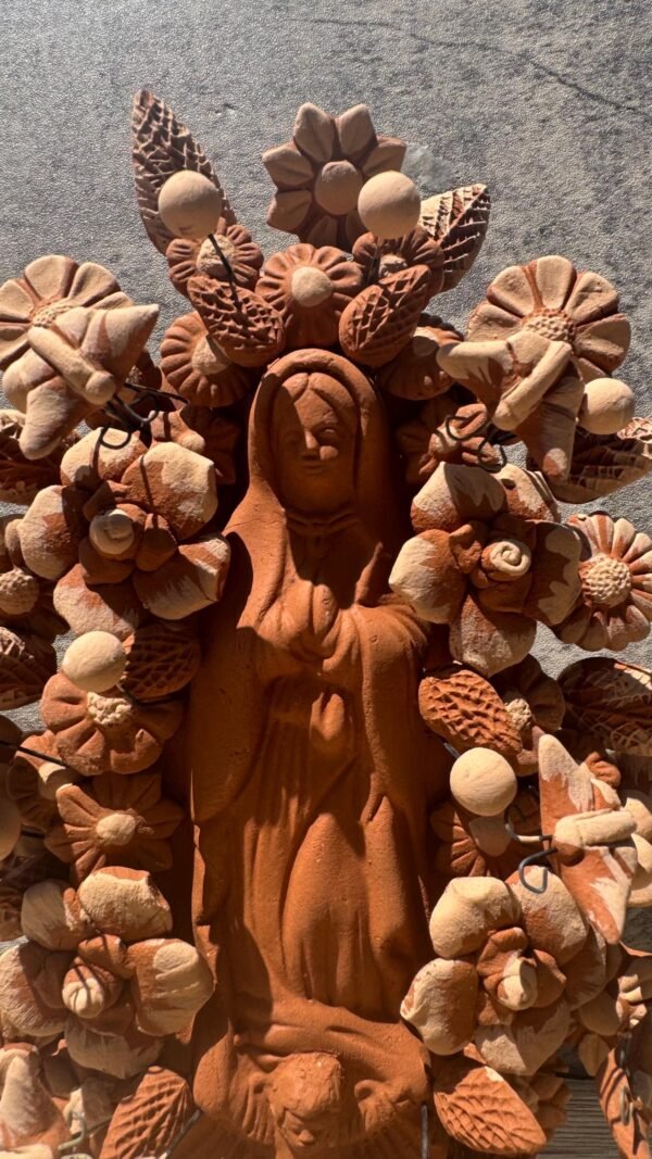 Virgin Mary Handmade Clay Piece, Virgen de Guadalupe  Mexican Decoration, Mary Virgin Sculpture, Metepec Estado de México Virgencita - Image 2