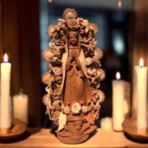 XL Virgin Mary Handmade Clay Piece, Virgen de Guadalupe  Mexican Decoration, Mary Virgin Sculpture,Metepec Estado de México Virgencita 23.7”