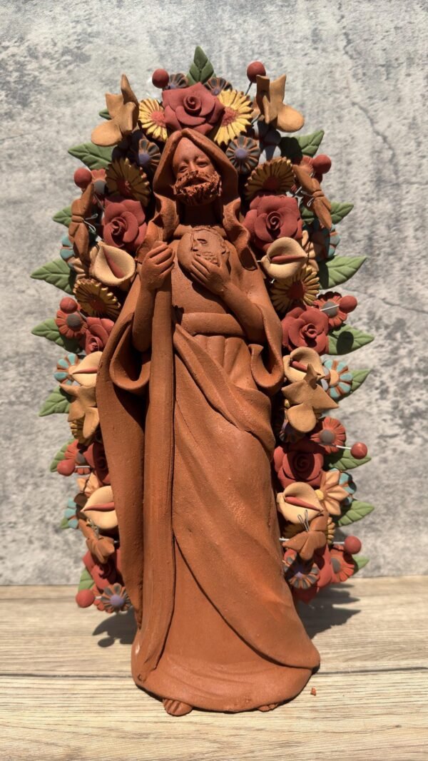 Saint Jude Thaddeus Clay Statue From Metepec Estado de México, San Juditas Folk Art Artisans Handmade, Religious Home Decor Spiritual 15” - Image 2