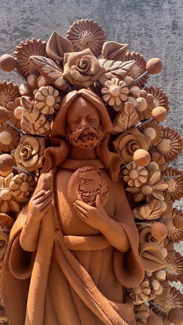 Saint Jude Thaddeus Clay Statue From Metepec Estado de México, San Juditas Folk Art Artisans Handmade, Religious Home Decor Spiritual 15” - Image 2