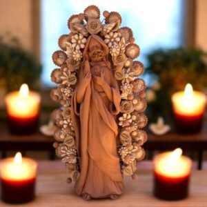 Saint Jude Thaddeus Clay Statue From Metepec Estado de México, San Juditas Folk Art Artisans Handmade, Religious Home Decor Spiritual 15”