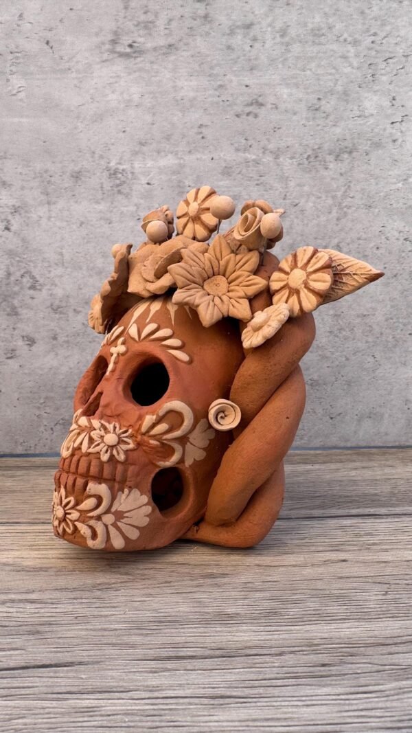 Filigrana Clay Skull Día De Los Muertos Artistic  Oaxaca México By Artisans Handmade Crafts, Home Decor Folk Art,  Pastillaje Technique - Image 2