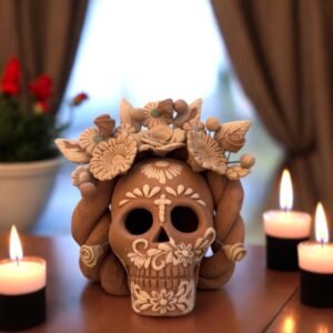Filigrana Clay Skull Día De Los Muertos Artistic  Oaxaca México By Artisans Handmade Crafts, Home Decor Folk Art,  Pastillaje Technique
