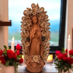 XL Virgin Mary Handmade Clay Piece, Virgen de Guadalupe  Mexican Decoration, Mary Virgin Sculpture, Metepec Estado de México Virgencita 36”