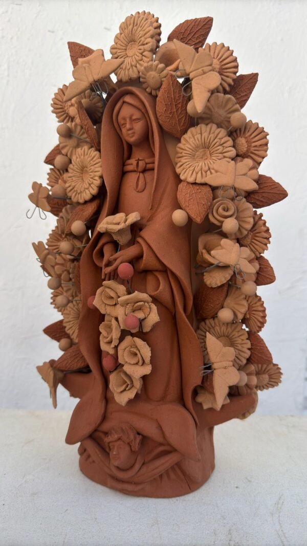 Virgin Mary Handmade Clay Piece, Virgen de Guadalupe  Mexican Decoration, Mary Virgin Sculpture, Metepec Estado de México Virgencita - Image 3