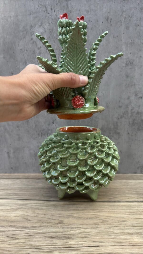Mexican pottery, Pineapple decor, Mexican decoration, Pineapple sculpture, Glazed clay pineapple, Pottery from Michoacan - Image 3