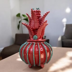 Mexican pottery, Pineapple decor, Mexican decoration, Pineapple sculpture, Glazed clay pineapple, Pottery from Michoacan
