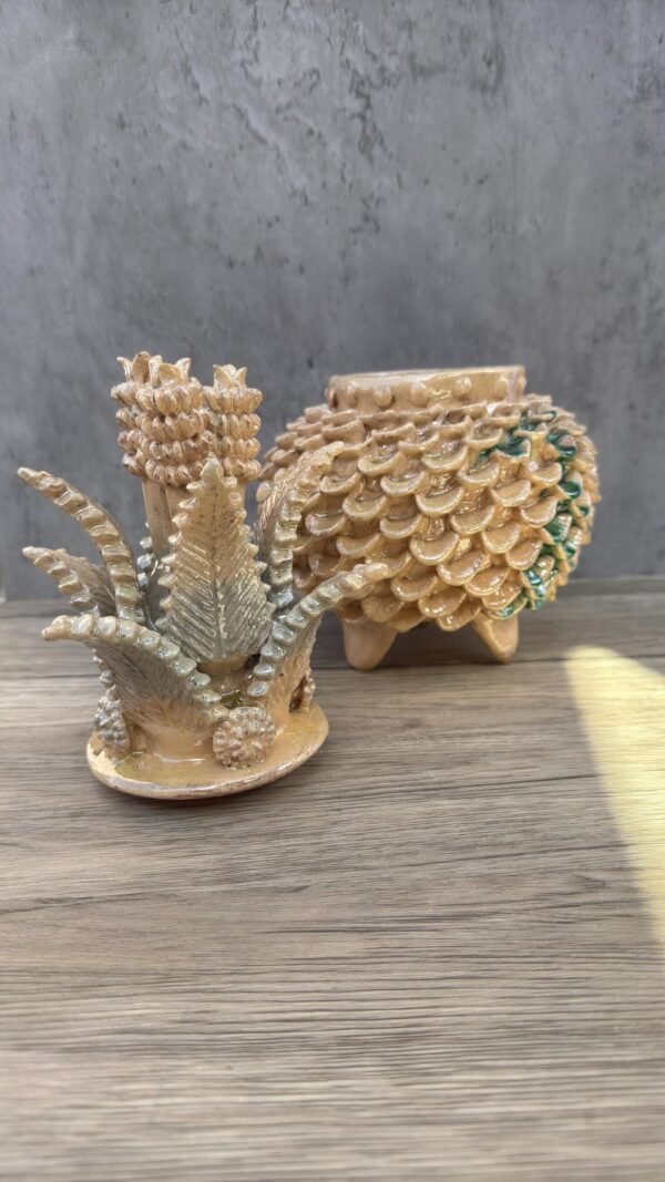 Mexican pottery, Pineapple decor, Mexican decoration, Pineapple sculpture, Glazed clay pineapple, Pottery from Michoacan - Image 4