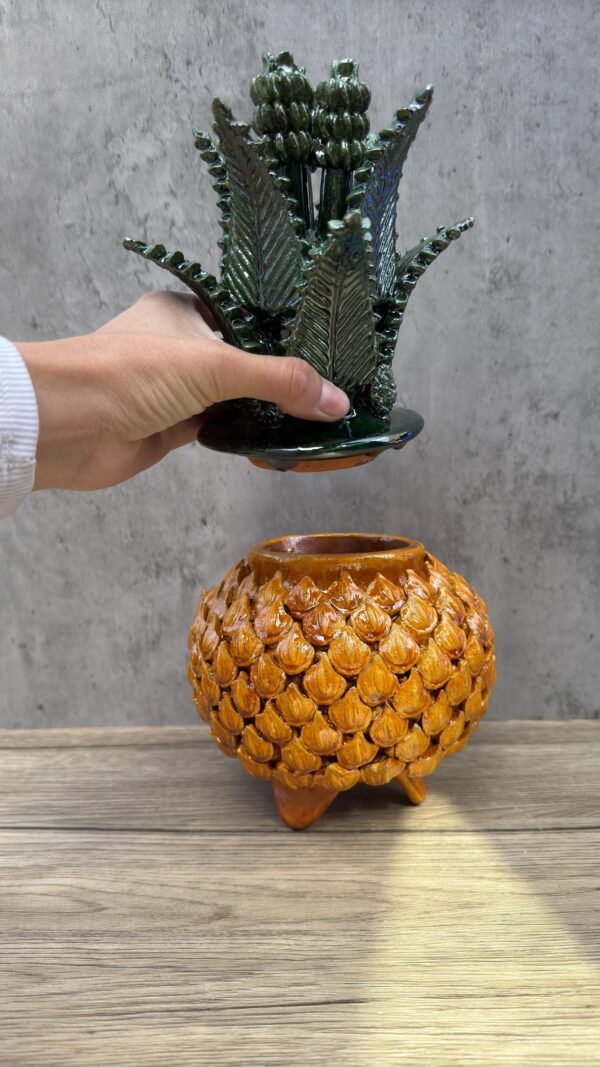 Mexican pottery, Pineapple decor, Mexican decoration, Pineapple sculpture, Glazed clay pineapple, Pottery from Michoacan - Image 5