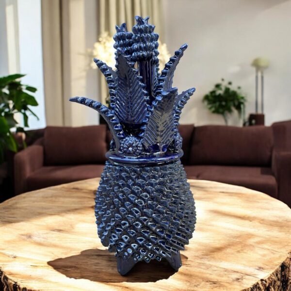 Mexican pottery, Pineapple decor, Mexican decoration, Pineapple sculpture, Glazed clay pineapple, Pottery from Michoacan