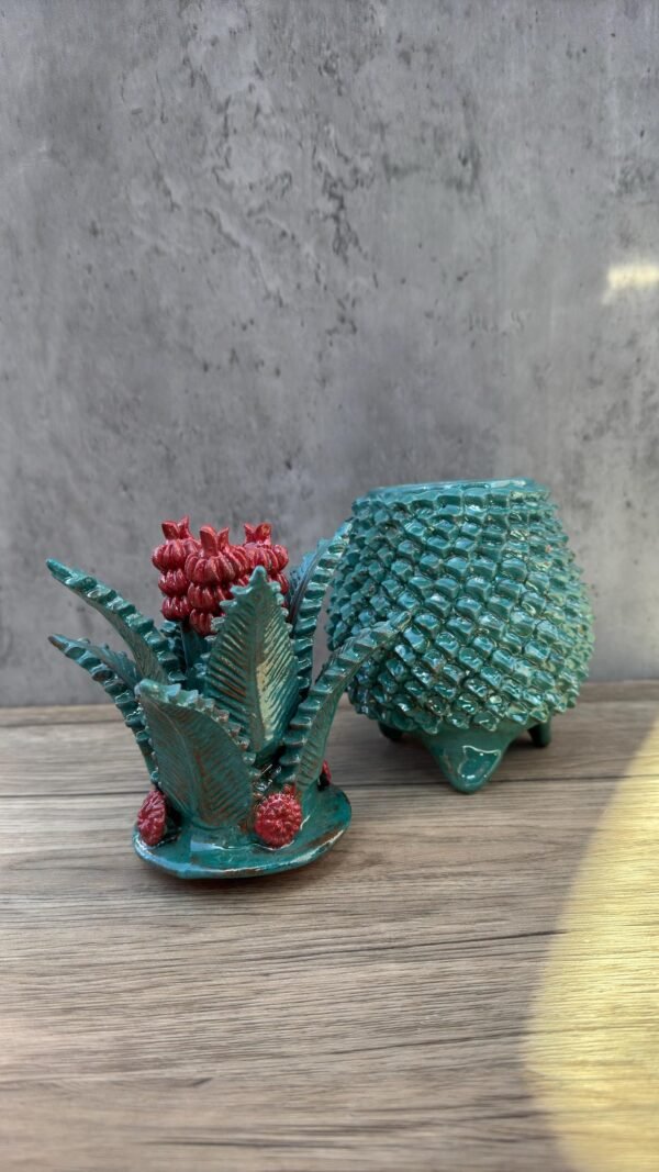 Mexican pottery, Pineapple decor, Mexican decoration, Pineapple sculpture, Glazed clay pineapple, Pottery from Michoacan - Image 3