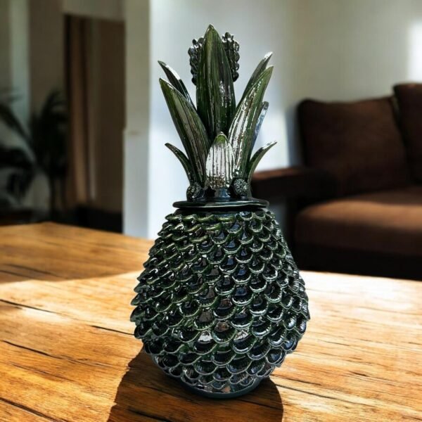 Mexican pottery, Pineapple decor, Mexican decoration, Pineapple sculpture, Glazed clay pineapple, Pottery from Michoacan