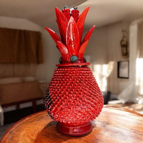 Mexican pottery, Pineapple decor, Mexican decoration, Pineapple sculpture, Glazed clay pineapple, Pottery from Michoacan