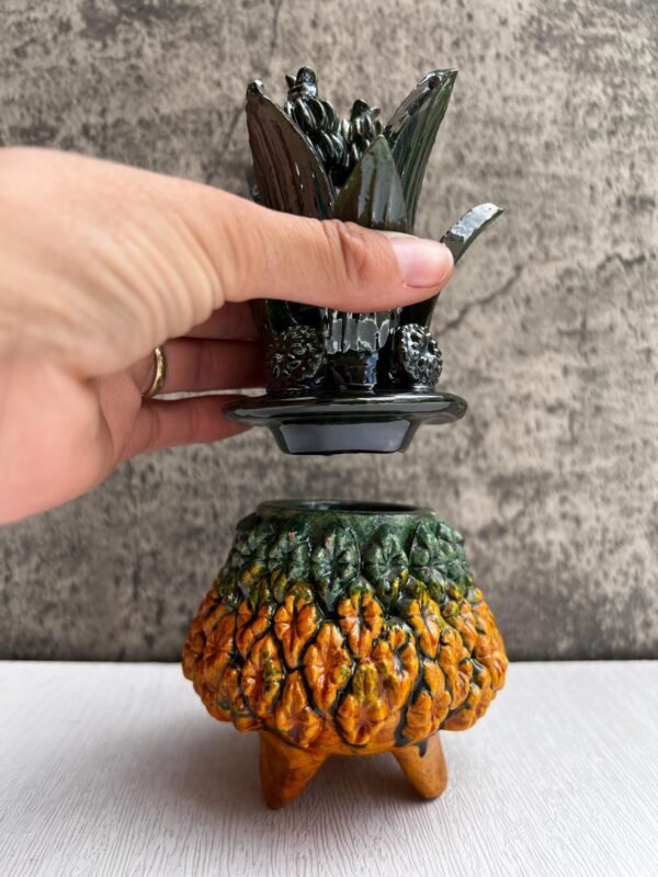 Mexican pottery, Pineapple decor, Mexican decoration, Pineapple sculpture, Glazed clay pineapple, Pottery from Michoacan - Image 2