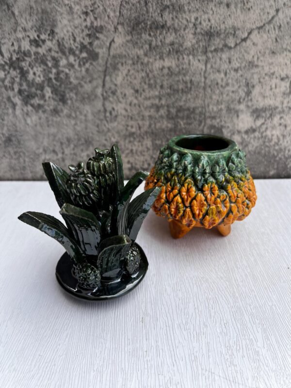 Mexican pottery, Pineapple decor, Mexican decoration, Pineapple sculpture, Glazed clay pineapple, Pottery from Michoacan - Image 4