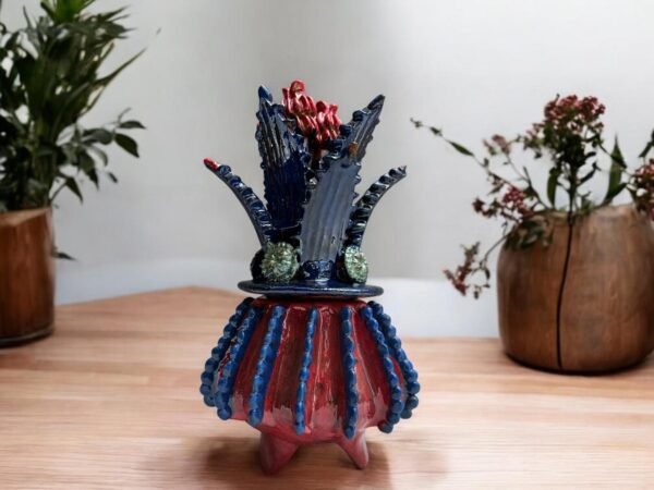 Mexican pottery, Pineapple decor, Mexican decoration, Pineapple sculpture, Glazed clay pineapple, Pottery from Michoacan