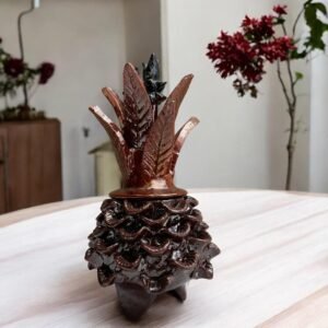 Mexican pottery, Pineapple decor, Mexican decoration, Pineapple sculpture, Glazed clay pineapple, Pottery from Michoacan