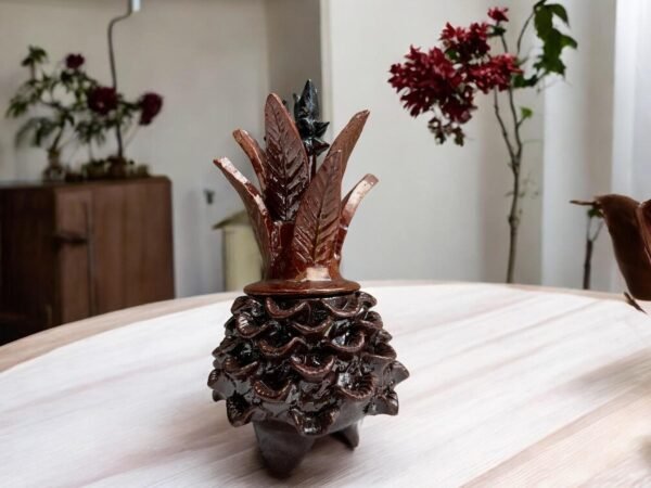 Mexican pottery, Pineapple decor, Mexican decoration, Pineapple sculpture, Glazed clay pineapple, Pottery from Michoacan