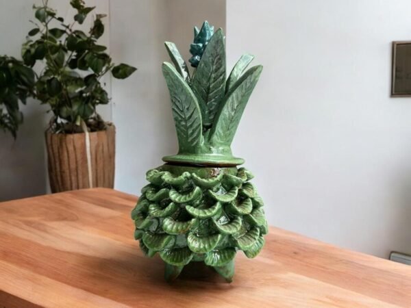 Mexican pottery, Pineapple decor, Mexican decoration, Pineapple sculpture, Glazed clay pineapple, Pottery from Michoacan