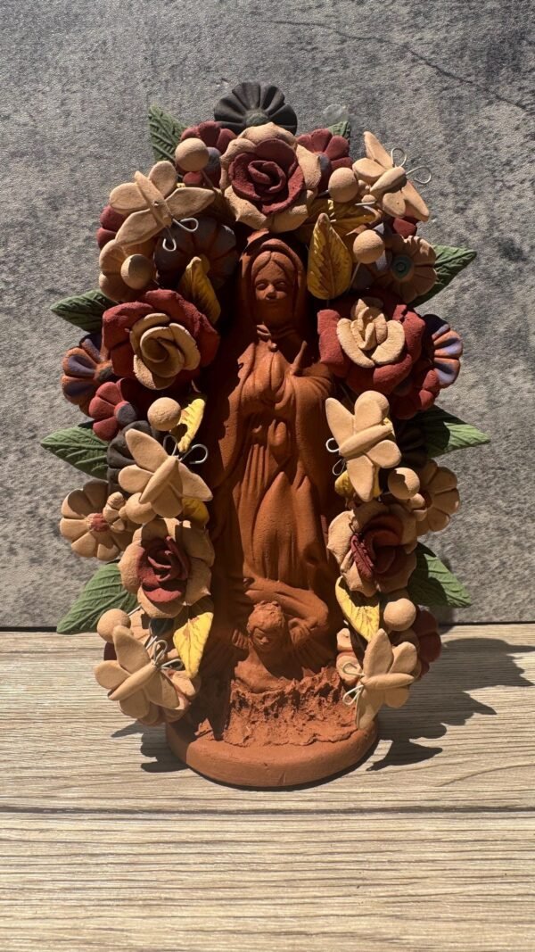 Virgin Mary Handmade Clay Piece, Virgen de Guadalupe  Mexican Decoration, Mary Virgin Sculpture, Metepec Estado de México Virgencita - Image 2