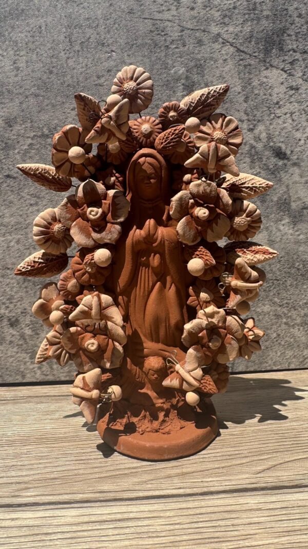 Virgin Mary Handmade Clay Piece, Virgen de Guadalupe  Mexican Decoration, Mary Virgin Sculpture, Metepec Estado de México Virgencita - Image 2