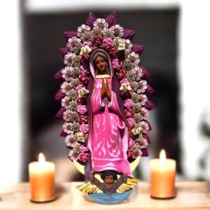 XL Virgin Mary Handmade Clay Piece, Virgen de Guadalupe  Mexican Decoration, Mary Virgin Sculpture,Metepec Estado de México Virgencita 23.7”