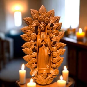 XL Virgin Mary Handmade Clay Piece, Virgen de Guadalupe  Mexican Decoration, Mary Virgin Sculpture,Metepec Estado de México Virgencita 23.7”