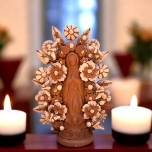 Virgin Mary Handmade Clay Piece, Virgen de Guadalupe  Mexican Decoration, Mary Virgin Sculpture, Metepec Estado de México Virgencita
