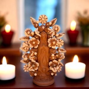 Virgin Mary Handmade Clay Piece, Virgen de Guadalupe  Mexican Decoration, Mary Virgin Sculpture, Metepec Estado de México Virgencita