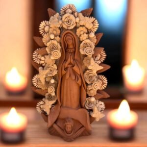 Virgin Mary Handmade Clay Piece, Virgen de Guadalupe  Mexican Decoration, Mary Virgin Sculpture, Metepec Estado de México Virgencita