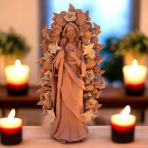 Saint Jude Thaddeus Clay Statue From Metepec Estado de México, San Juditas Folk Art Artisans Handmade, Religious Home Decor Spiritual 15”