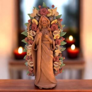Saint Jude Thaddeus Clay Statue From Metepec Estado de México, San Juditas Folk Art Artisans Handmade, Religious Home Decor Spiritual 15”