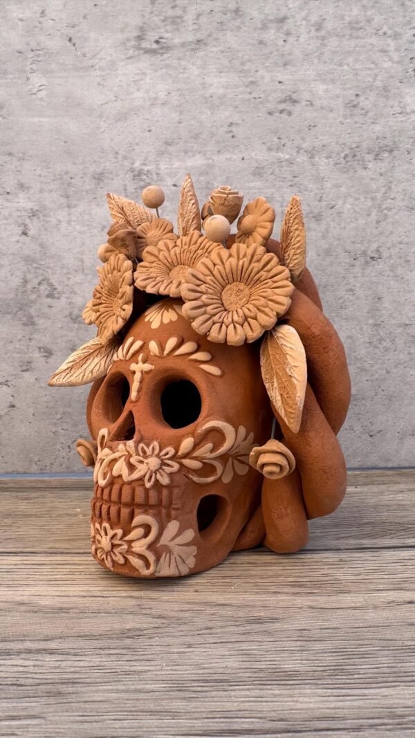 Filigrana Clay Skull Día De Los Muertos Artistic  Oaxaca México By Artisans Handmade Crafts, Home Decor Folk Art,  Pastillaje Technique - Image 2