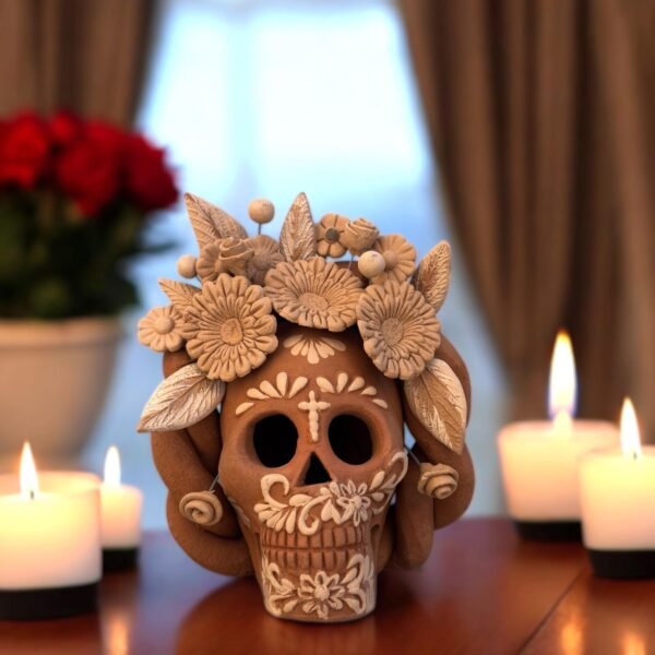 Filigrana Clay Skull Día De Los Muertos Artistic  Oaxaca México By Artisans Handmade Crafts, Home Decor Folk Art,  Pastillaje Technique