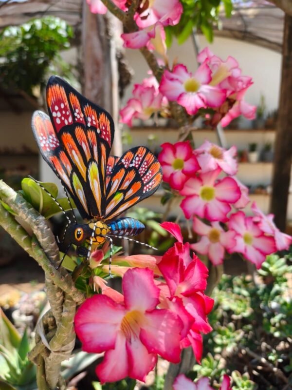 Butterflie Figurine Statue Oaxaca Mexican Folk Art Alebrije Sculpture, Wooden As Mexican Decoration, Made Of Wood And Carved By Hand