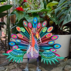 Peacock Bird Statue Mexican Art Alebrije Sculpture, Wooden Peacock  Decoration Figure, Made Of Wood And Carved By Hand ASK FOR CUSTOMIZE