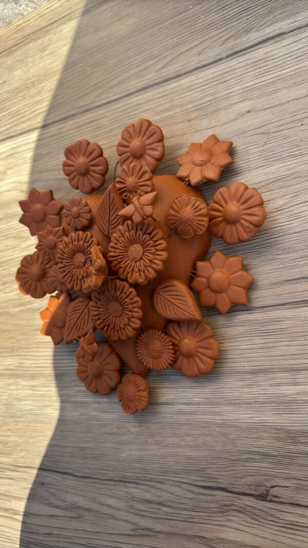 Mexican Heart Wall Art – Clay Heart Tree of Life – Rustic Wall Hanging – Handmade Floral Heart Decor – Michoacan Mexican Folk Art Sculpture - Image 2