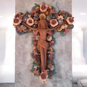 Jesús Cristo Crucificó Metepec Estado de Mex Clay Handcrafted Crucifix Artisan Jesus Christ Wall Decor Religious Ornament Hanging Sculpture