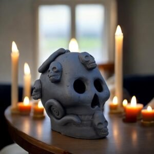Day of the Dead Skull, Mexican Clay Calavera, Handmade Terracotta Skull, Folk Art from Michoacán, Handcrafted Día de Muertos Home Decor