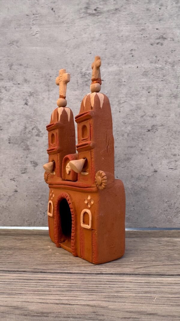 Handmade Clay Cathedral, Mexican Folk Art Church, Terracotta Miniature from Metepec, Religious Home Decor, Rustic Nativity Scene, Catedral - Image 2