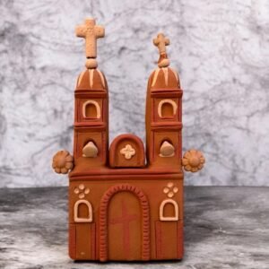 Handmade Clay Cathedral, Mexican Folk Art Church, Terracotta Miniature from Metepec, Religious Home Decor, Rustic Nativity Scene, Catedral