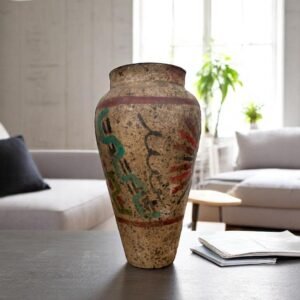 Pre-Hispanic Clay Vase, Handmade Terracotta Flower Pot, Pottery from Metepec Estado de Mexico Rustic Tribal Decor, Aztec Style Home Accent