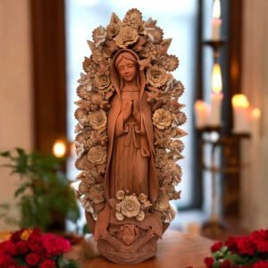 XL Virgin Mary Handmade Clay Piece, Virgen de Guadalupe  Mexican Decoration, Mary Virgin Sculpture, Metepec Estado de México Virgencita 36”