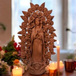 XL Virgin Mary Handmade Clay Piece, Virgen de Guadalupe  Mexican Decoration, Mary Virgin Sculpture, Metepec Estado de México Virgencita 36”
