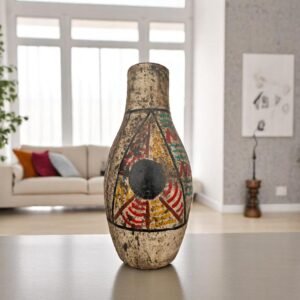 Pre-Hispanic Clay Vase, Handmade Terracotta Flower Pot, Pottery from Metepec Estado de Mexico Rustic Tribal Decor, Aztec Style Home Accent