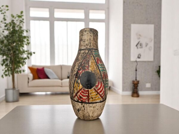 Pre-Hispanic Clay Vase, Handmade Terracotta Flower Pot, Pottery from Metepec Estado de Mexico Rustic Tribal Decor, Aztec Style Home Accent
